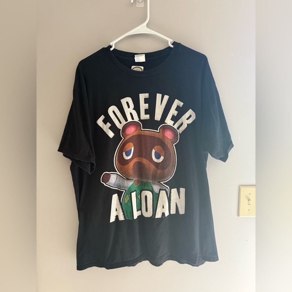 Nintendo Animal Crossing Forever A Loan T Shirt Men’s SZ XL Black Short Sleeve